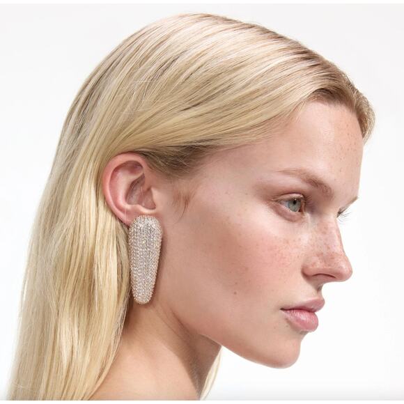 Self-Portrait Gold Crystal Bar Earrings - Picture 1 of 8